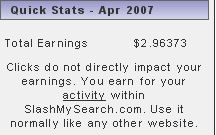 SMS earnings for April - This is my April earnings on Slash My Search with NO effort. Just using their free email. Don't know what I'm talking about? Check out my blog at http://liveonline.knownauthor.com/blog/