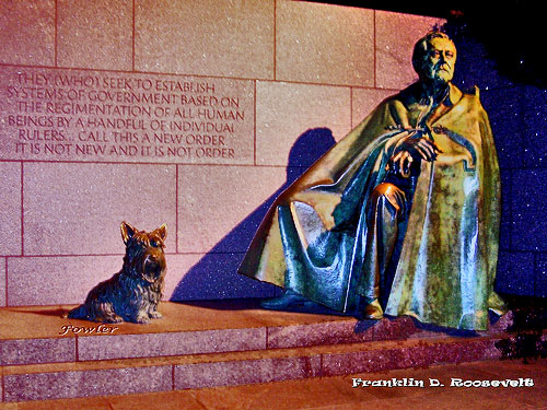 FDR monument with his dog Fowler - one of the many memorials to visit in Washington DC