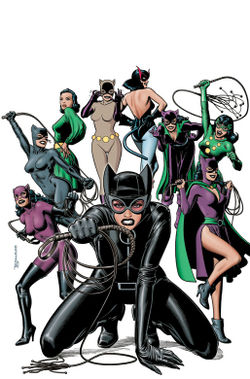 Catwoman - Catwoman From Wikipedia, the free encyclopedia  Catwoman is a DC Comics character, associated with the Batman franchise and created by Bill Finger and Bob Kane.  The original and most widely known Catwoman, Selina Kyle, first appeared in Batman #1 (Spring 1940), where she was initially known as The Cat. She was an adversary of Batman, a whip-carrying burglar with a taste for high stake thefts. Modern writers have attributed her activities and costumed identity as a response to a history of abuse.