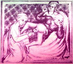 Child Birth - A painting of a woman giving birth..