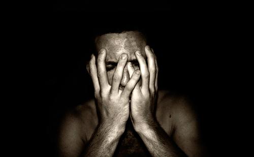 Depression - A man in deep depression.