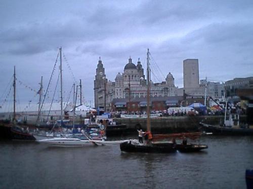 Liverpool from the Mersey - a picture of Liverpool taken from a boat on the river mersey