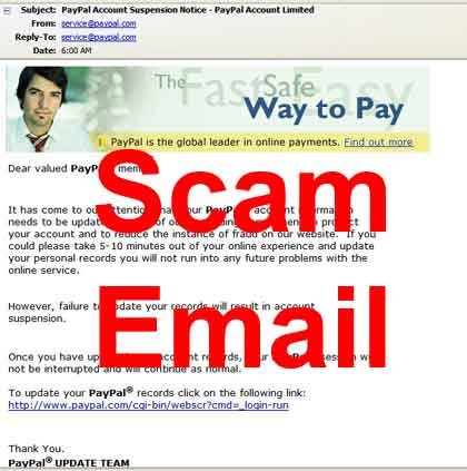 Paypal scam picture - a picture about Paypal scam