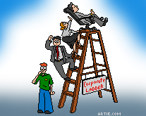 Corporate Ladder - This is a funny pic I found that depicts climbing the ladder to success and finding the CEO asleep in a lazy boy at the top.