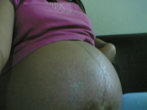 My Tummy - My big tummy taken last week.. stretch marks and all..