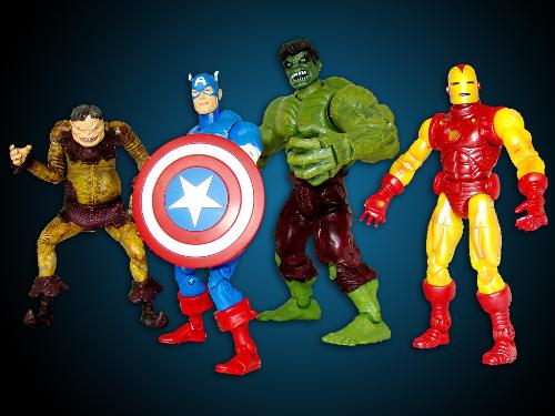 Marvel Legends Series 1 - From Left to right Toad, Captain America, The Incredible Hulk, Ironman