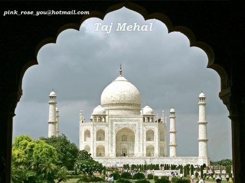 taj mehal  - The Taj Mahal dates from the 17th century, as tomb for the favourite wife of Moghul-emperor Shah Jahan. She died at the birth of her 14th child in 1630. In grief, Shah Jahan decided to construct for her a monument to show his eternal love. It took 22 years to complete.  The name Taj Mahal is derived from her nick-name Mumtaz Mahal: pearl or crown of the palace.