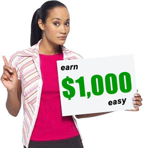 Earn $1,000 or more in a few days! - Earning $1000 is not as hard as you think,you need only 3 steps:
step1:......
step2:......
step3:......