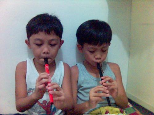 Joshua and Daniel  - my sons playing their tinwhistles