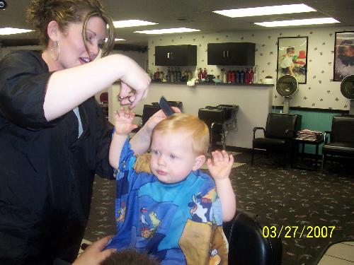 Hair cut - Levi's first hair cut! Good Job!