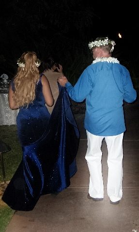 Post-wedding stroll - So chivalrous he is! New husband and I going to our after wedding dinner on the beach.