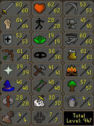 My skills - This is my stats on runescape. Screenshot taken 19 april.