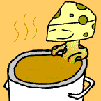 Fried Cheese - This is my avatar. It is a cheese man (me;)) in a frying pot. Hence it is Fried Cheese! I adore this picture though I wish in the animation it would be eating itself then regrowing it:P. I am a cheese addict and have a nickname of cheddar as well:) Hope you enjoy the pic!