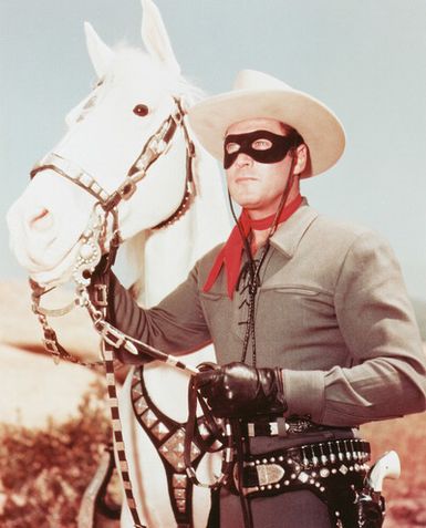 The Lone Ranger - Image of the Lone Ranger and Silver starring Clayton Moore