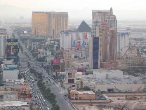 Las Vegas Skyline - The Las Vegas Skyline as seen from atop the Eiffle Tower. The best time for viewing this site is at night though. This picture was taken in December 2006.