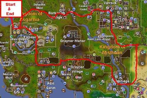 Map of walking cicle - This is a map of the way i walked and taped and put in fast forward.