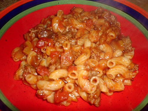 Goulash - this version is close to mine... in a red sauce, using hamburger as the meat