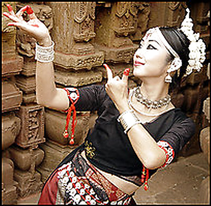 dancer - One Japanese girl performing Indian classical dance called Odissi.