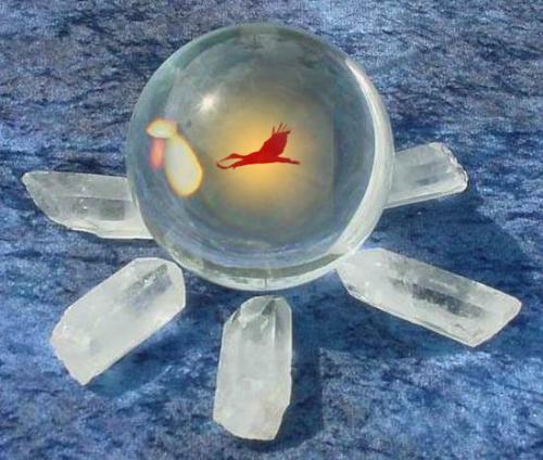 Crystal Ball Symbolic Healing Image - Here is also crystal ball with bird flying inside as yhe patient feels while healing is on!