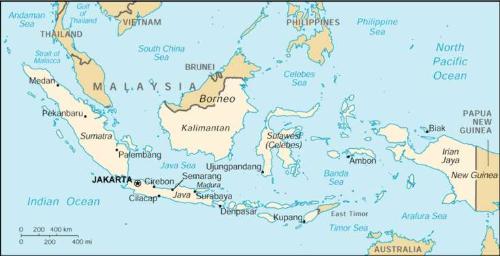 Indonesian map - an Indonesian map. It's in the southeast Asia.