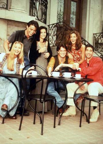 Friends Cast - At an outdoor cafe