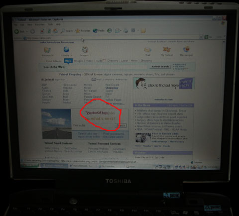 yahoo screen - a screenshots of my yahoo search for hot jobs