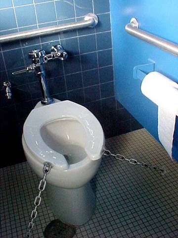 toliet seat - chained to floor