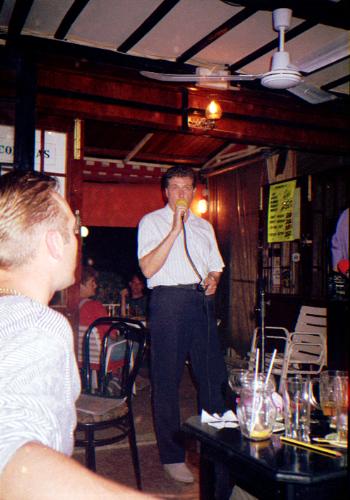 Me doing Karioke in Tenerife - This was one a great vacation and here I am getting involved in Karioke in a bar located a short walk away from our hotel in Los Christianos.