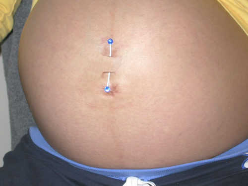 Belly button Pierced when Pregnant 