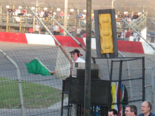 They're Off - The first green flag dropped for a fun filled crazy night of racing. Taken at Elko Speedway in Elko Minnesota USA 4-21-07.  This was a special event called Eve of Destruction.
