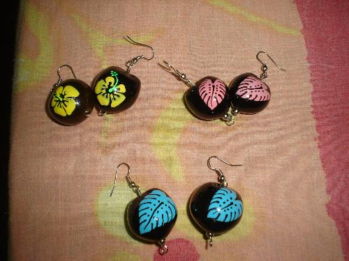 Summer Hawaian Earrings - Wooden Hawaian inspired earrings, my own designs.