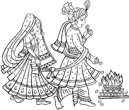 Indian Marriage - This is the photo showing a couple getting married in the traditional Indian way around fire.