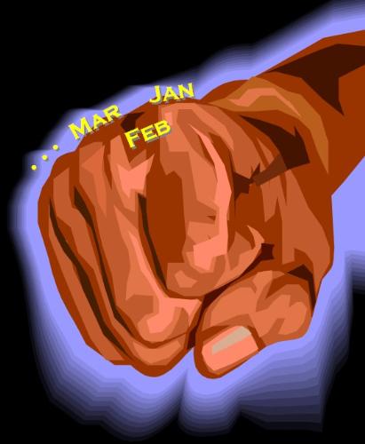 month-fist - The figure shows how to identify a given month if it&#039;s a less than/equal to or more than 30-day month. This starts from counting whether in forward or backward direction. The emerging bones of the fingers when our hand is close represents all months that are 31 days while the in-betweens are those less than or equal to 30 days. I was so amazed when I knew that c/o my father. I thought then that those simple closing of our hands have such meaning on the our calendar months. I thought then also that our fist is intended only for boxing or fighting (hitting someone or something). But God indeed created us (even our smallest body parts) with a purpose! 