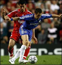 Joe coal - Joe Cole scored the only goal of the game as Chelsea emerged from the first leg of their Champions League semi-final with a 1-0 advantage over Liverpool to take to Anfield.