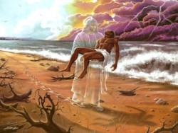 Footprints in the Sand - God carries us in times of our sufferings and loneliness.