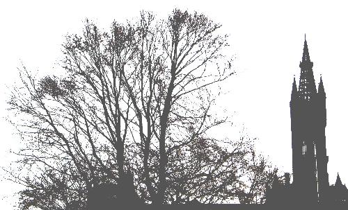 Tree and Tower of Glasgow University. - Taken from the Grounds of the Glasgow Art Galleries.