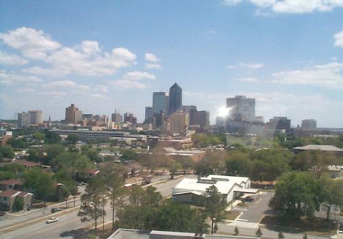 Downtown from my 12th floor condo. - This is my view of downtown from my living room window. Just on the other side is a river.