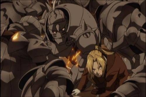 ed and al - edward elric,The full Metal Alchemist and his brother Alphonse when he attatched part of his sould to a suit of armor and came back throught he gate to where edward was after he died in their world,and is now in Germany