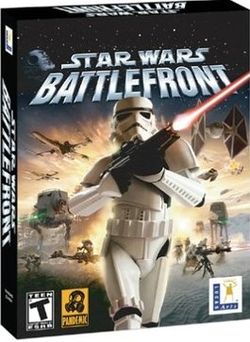 Star Wars: Battlefront - Star Wars: Battlefront From Wikipedia, the free encyclopedia  Star Wars: Battlefront is a first-person shooter/third-person shooter (interchangeable) video game based around battles featured in the Star Wars films. It was developed by Pandemic Studios and LucasArts, and released on September 21, 2004 for Xbox, PlayStation 2, and Microsoft Windows, the same day as the release of the Star Wars Trilogy DVD set. Aspyr released a Mac port in July 2005. People can either play Battlefront online with up to 32 players on PC, Mac and Xbox, and 16 players on PS2, or offline with up to 2 players. The Xbox version is backwards compatible with the Xbox 360.