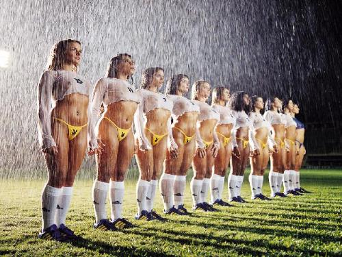 Girls in the rain - Playing in the rain.
