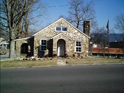 The lodge we meet in -  The Boy Scouts did a copy of this building for the parade and won first place.