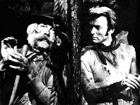 Partners - Black and White image of Lee Marvin and Clint Eastwood from the musical movie Paint Your Wagon