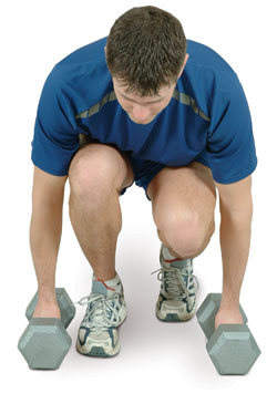Weights - Lifting weights builds muscles.