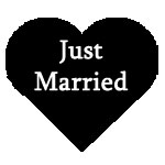Just Married - A heart with Just Married in the middle