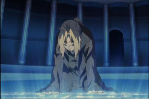 Edward Elric found the circle - this is from the Conqouror of Shambala. it shows Edward Elric when he found the transmutation circle in a basement.they were useing it to open the gate to a place known as Shamballa,but it really opened the gate to Edwards world.