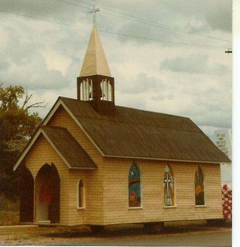 Church float - Church built on a trailer for a procession of floats