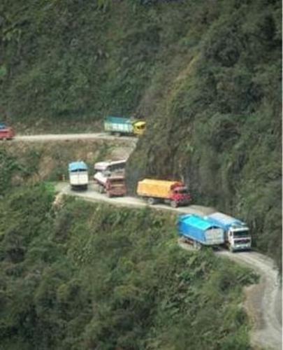 Dangerous Road - This photographs taken from the hills.It mentioned How the roads are been in the hills.
