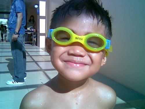 pao in pool - here's pao with his goggles on. . . obviously
