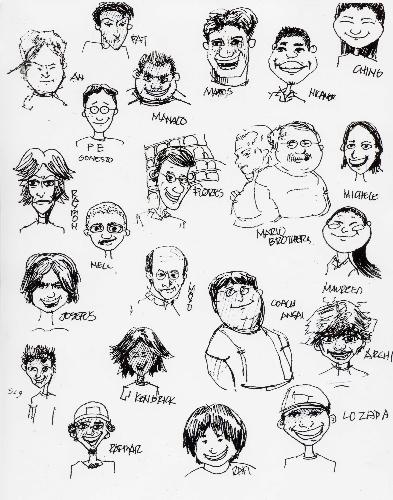 Caricature of us - This was made by one of my friends, Mikel.. He's really good in sketching things..
