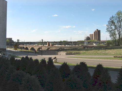 Stone Arch Bridge - A long shot of the bridge in the background.